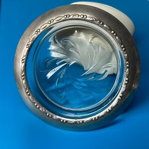 🖤Georgian Bead by Amston Sterling Silver and Crystal Ashtray/Coaster